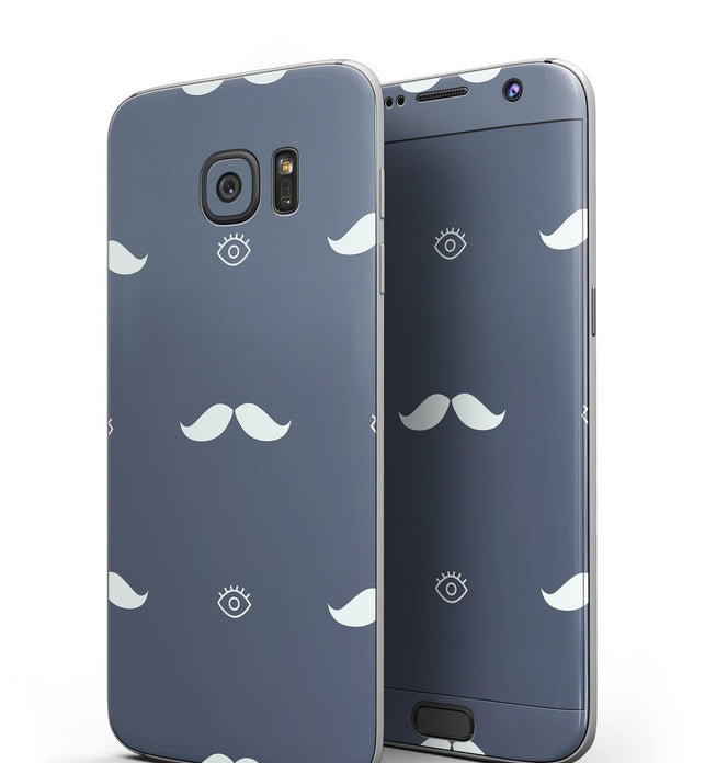 Cartoon Eyes Mustache Over Navy Pattern - Full Body Skin-Kit for the